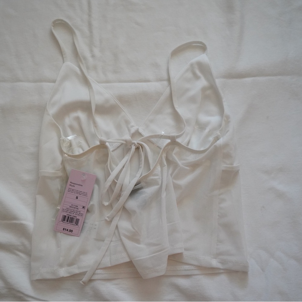 White Mesh Strappy Top - Picture 2 of 3